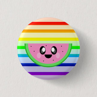 KAWAII WATERMELON RAINBOW STRIPES PIN BUTTON