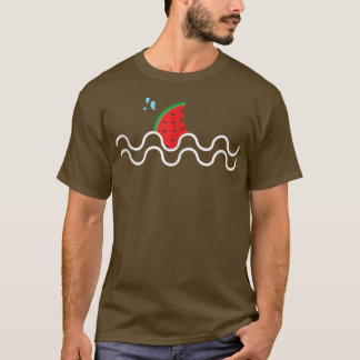 Kawaii Watermelon Shark Fin Tropical Fruit Summer  T-Shirt