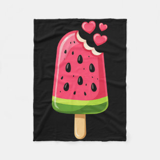 Kawaii Watermelon Slice Popsicle Summer Vacation F Fleece Blanket
