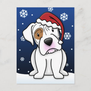 Kawaii White Boxer Christmas Postcard