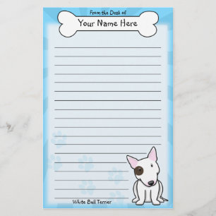 Kawaii White Bull Terrier Stationery (With Spot)