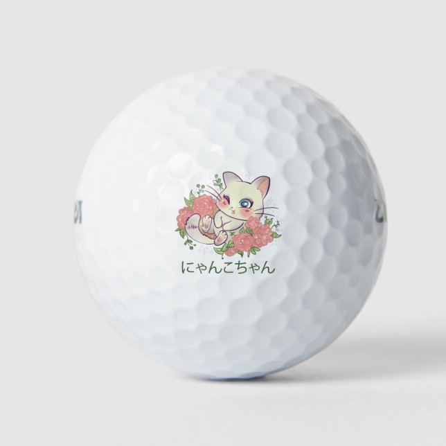 Kawaii White Kitty Golf Balls (Front)