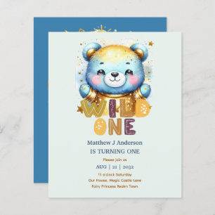 Kawaii WILD ONE 1st Birthday Boys BEAR Woodland
