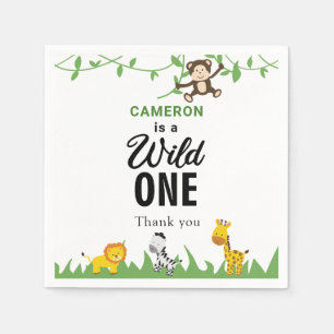 Kawaii Wild One Birthday Safari Jungle Animals Napkin