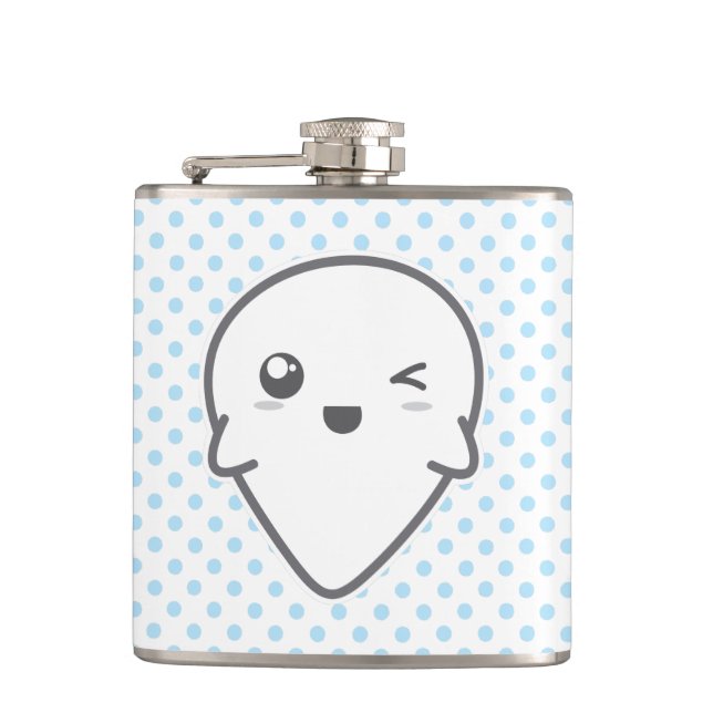 Kawaii Winking Ghost Flask (Front)