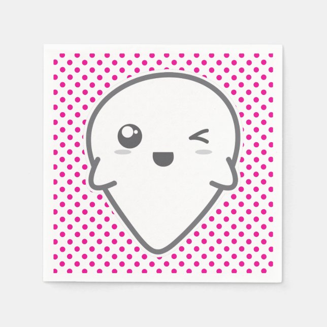 Kawaii Winking Ghost Napkins (Front)