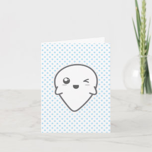Kawaii Winking Ghost Note Card