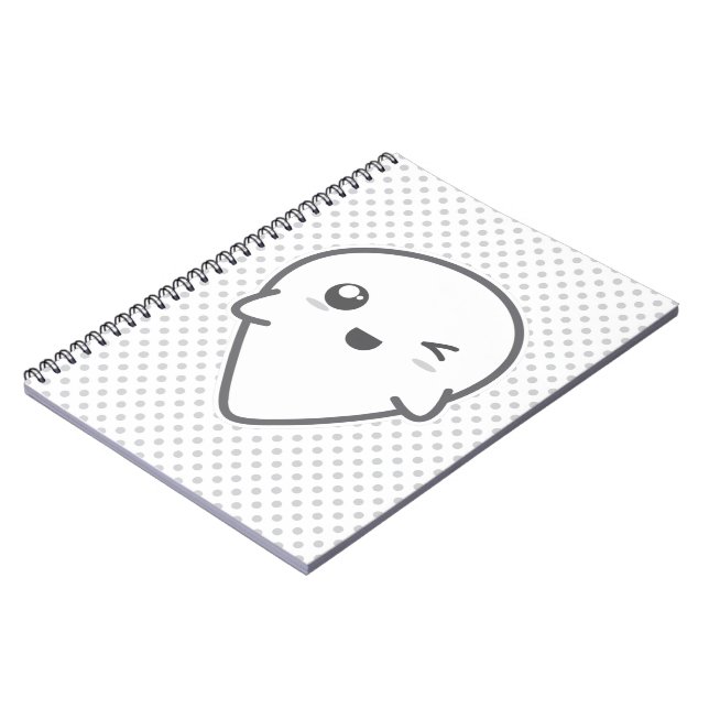 Kawaii Winking Ghost Notebook (Left Side)