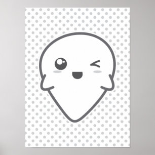 Kawaii Winking Ghost Poster Print