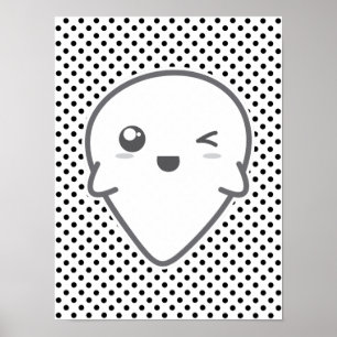 Kawaii Winking Ghost Poster Print
