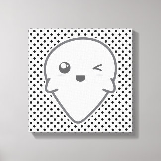 Kawaii Winking Ghost Wrapped Canvas