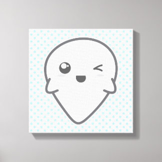 Kawaii Winking Ghost Wrapped Canvas