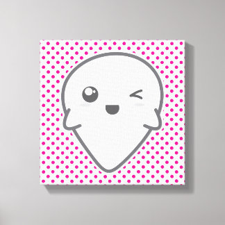 Kawaii Winking Ghost Wrapped Canvas