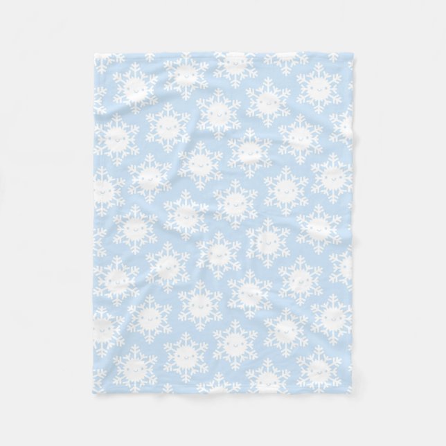 Kawaii Winter Snowflakes Fleece Blanket (Front)