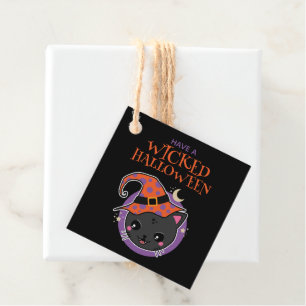 Kawaii Witch Cat Halloween Favour Tags