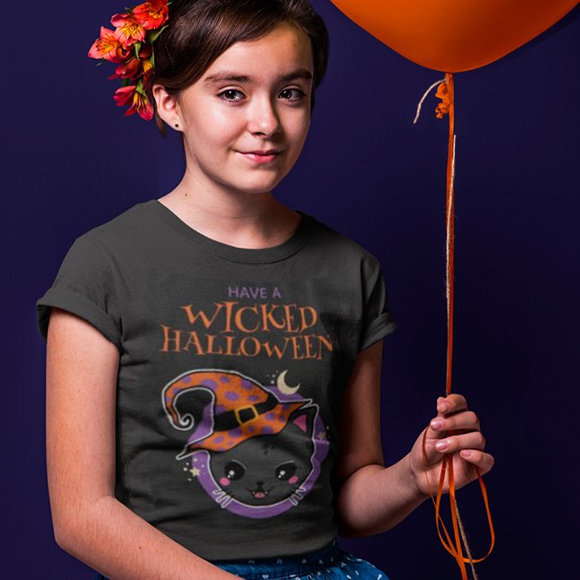 Kawaii Witch Cat Halloween T-Shirt (Creator Uploaded)