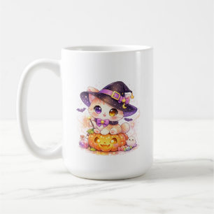 Kawaii Witch Cat & Pumpkin Pastel Halloween Coffee Mug