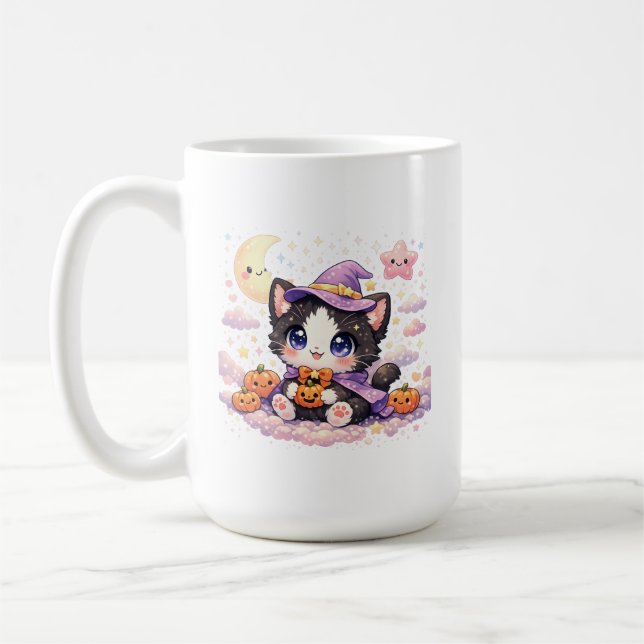 Kawaii Witch Cloud Kitty  Coffee Mug (Left)