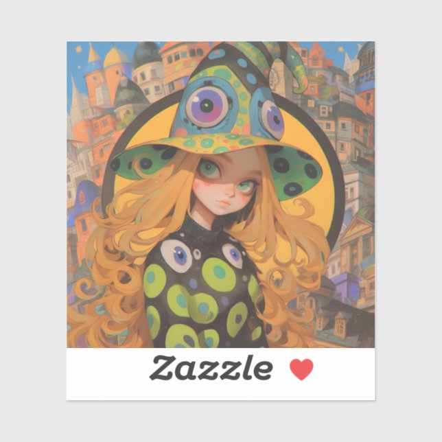 Kawaii Witch & Eyeball Hat in Fantasy City (Sheet)
