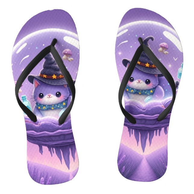 Kawaii Witch Snow Globe Flip Flops (Footbed)