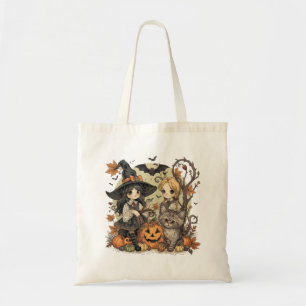 Kawaii witches with Gatinho and Abóbora Tote Bag