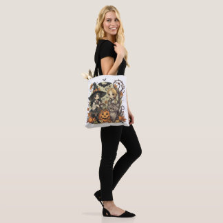Kawaii witches with Kitty and Butterflies - Hallow Tote Bag