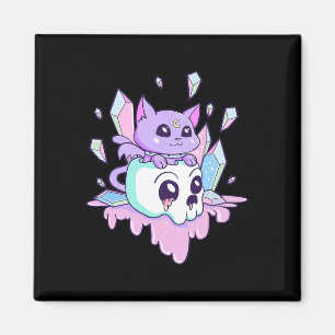 Kawaii Witchy Cat Cute Pastel Goth Creepy Cats Sku Magnet