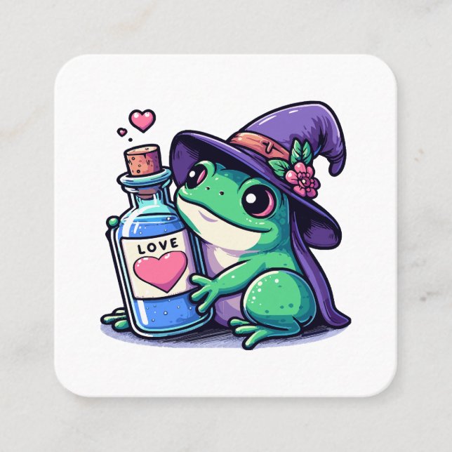 Kawaii witchy love potion square business card (Front)