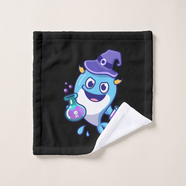 Kawaii Wizard Whale Potion Science Design Wash Cloth (Wash Cloth)