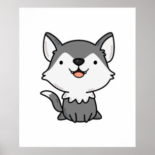 Kawaii Wolf Poster