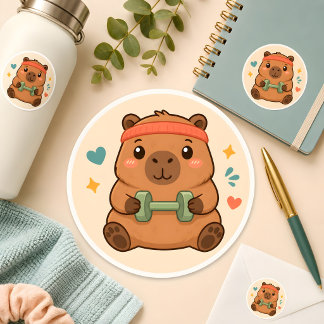 Kawaii Workout Capybara Gym Motivation Sticker