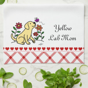 Kawaii Yellow Labrador Cartoon Tea Towel