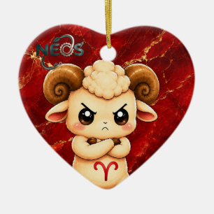 Kawaii Zodiac Neos Aries Ceramic Tree Decoration