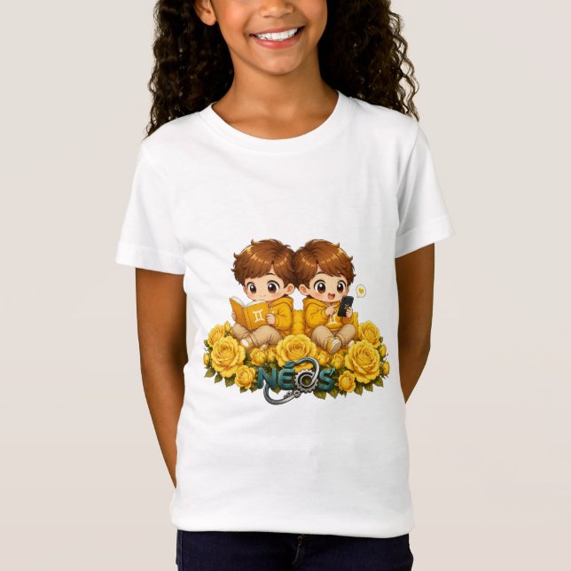 Kawaii Zodiac Neos Gemini T-Shirt (Front)