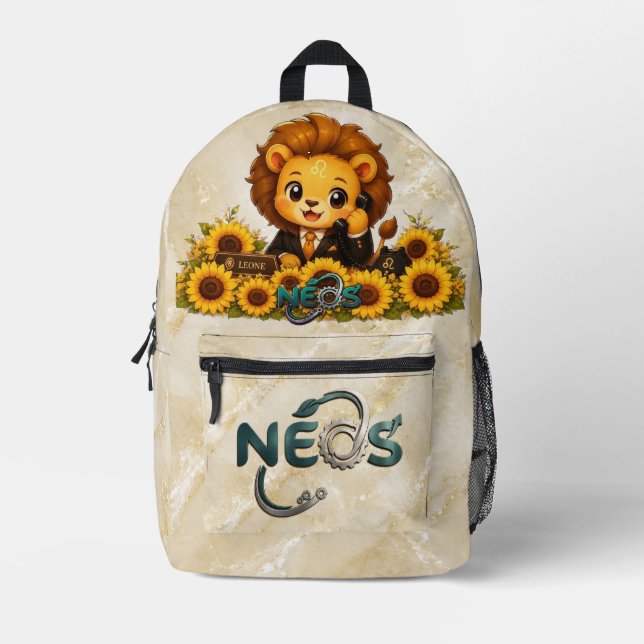 Kawaii Zodiac Neos Leo Printed Backpack (Front)