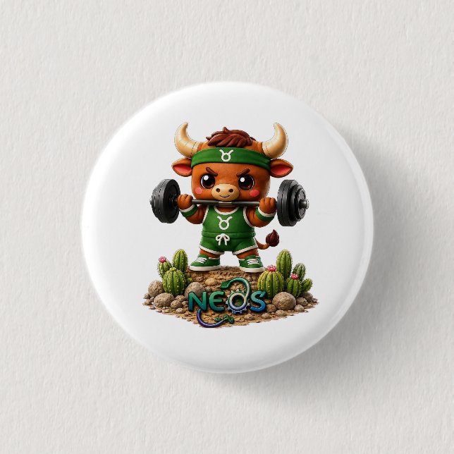 Kawaii Zodiac Neos Taurus 3 Cm Round Badge (Front)
