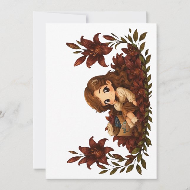 Kawaii Zodiac Neos Virgo Invitation (Front)