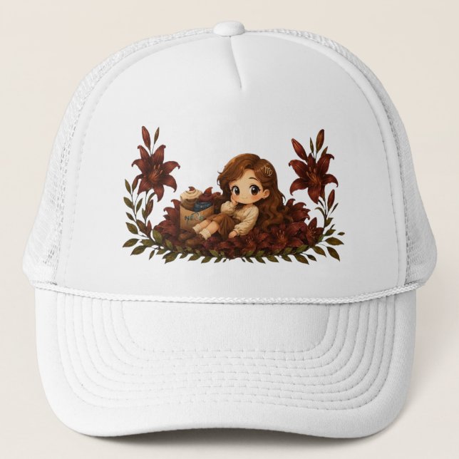 Kawaii Zodiac Neos Virgo Trucker Hat (Front)