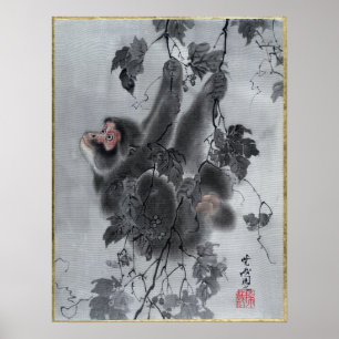 Kawanabe Kyōsai Monkeys Poster