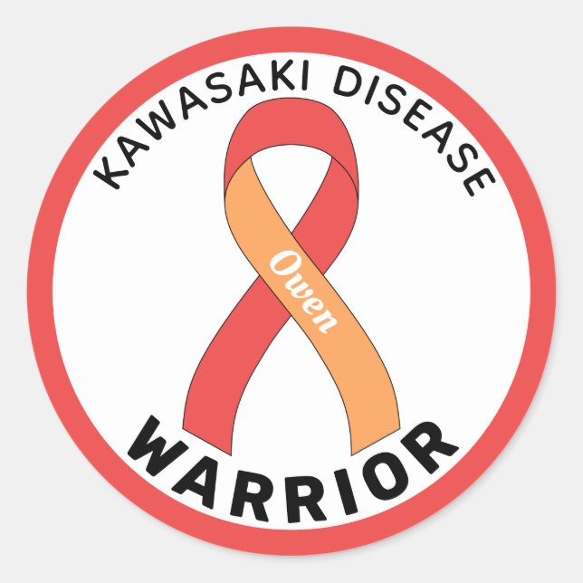 Kawasaki Disease Warrior Ribbon White Classic Round Sticker (Front)