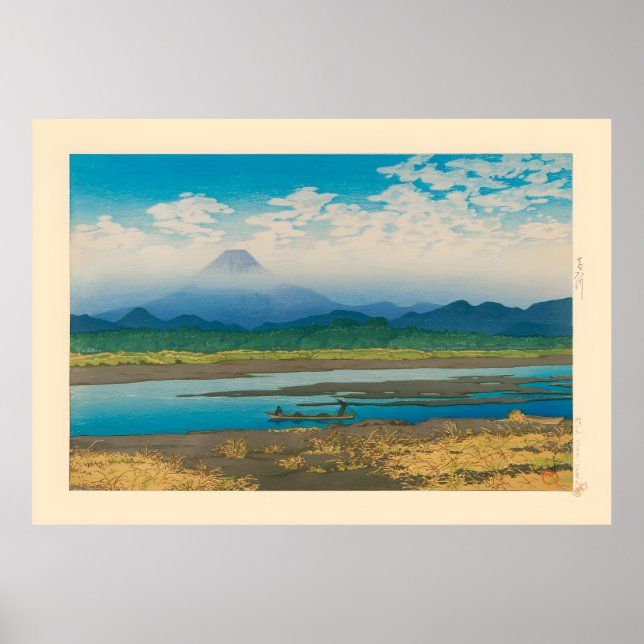 Kawase Hasui Mt Fuji Seen from the River Banyu Poster (Front)
