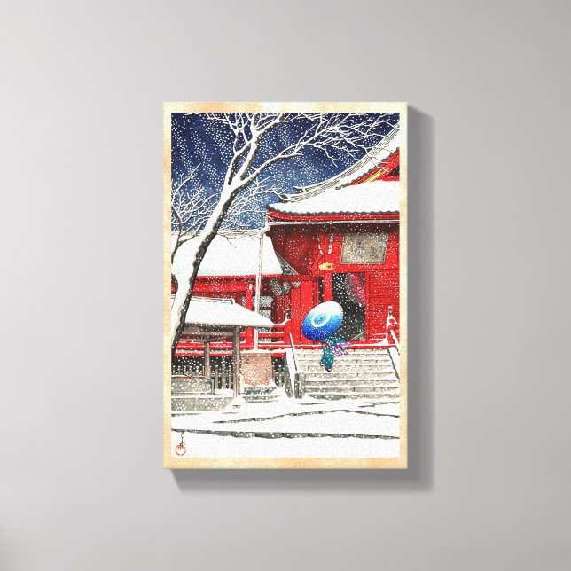 Kawase Hasui Snow at Ueno Kiyomizudo hanga art Canvas Print (Front)