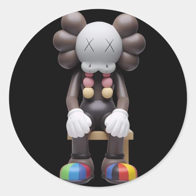 kaws at rest classic round sticker (Front)