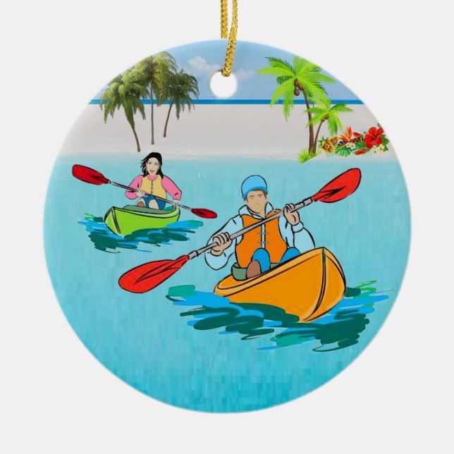 Kayak Adventures Ceramic Tree Decoration (Front)