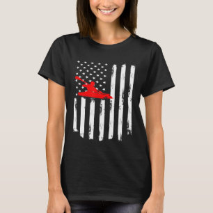 Kayak American Flag 4th July Kayaking Lover Outdoo T-Shirt