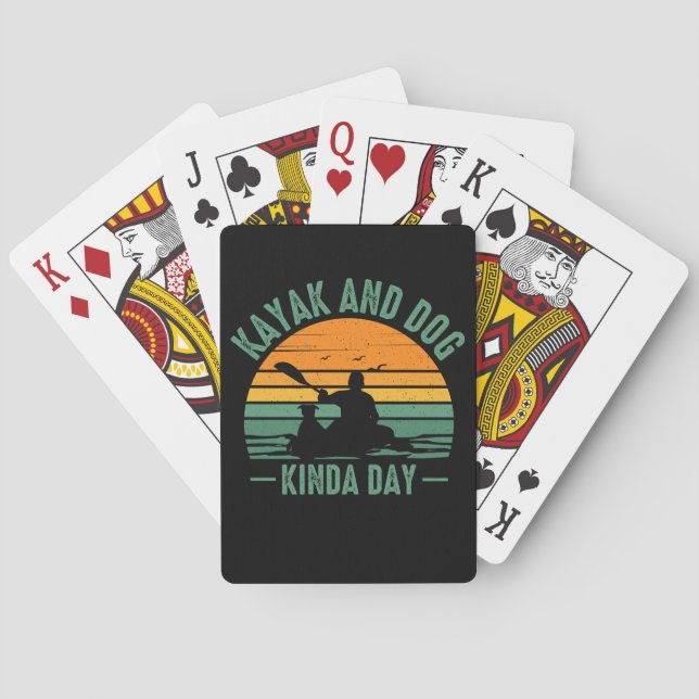 Kayak and Dog Kinda Day Playing Cards (Back)