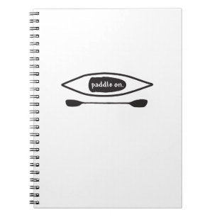 Kayak and paddle, simple black line art design spiral notebook