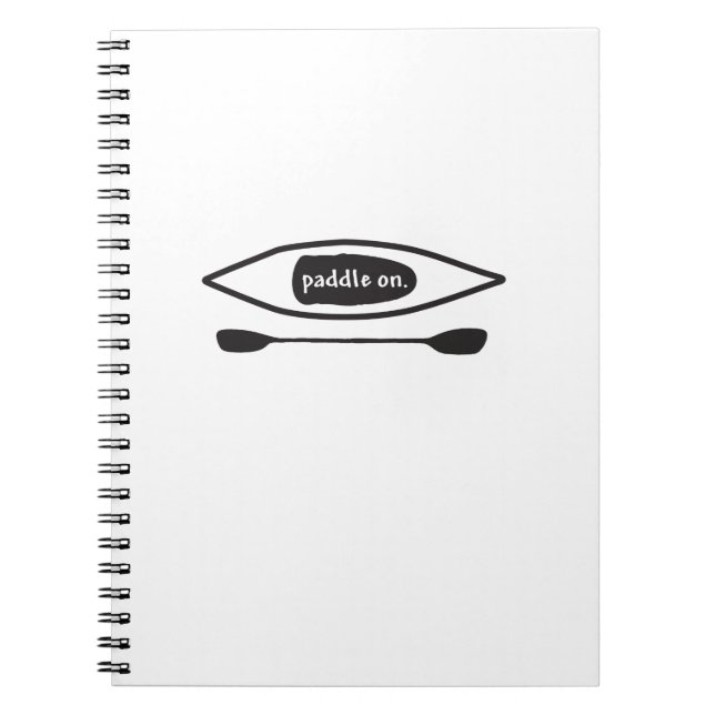 Kayak and paddle, simple black line art design spiral notebook (Front)