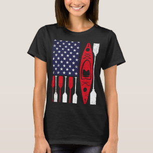 Kayak and paddle US American Flag Canoe USA Kayaki T-Shirt