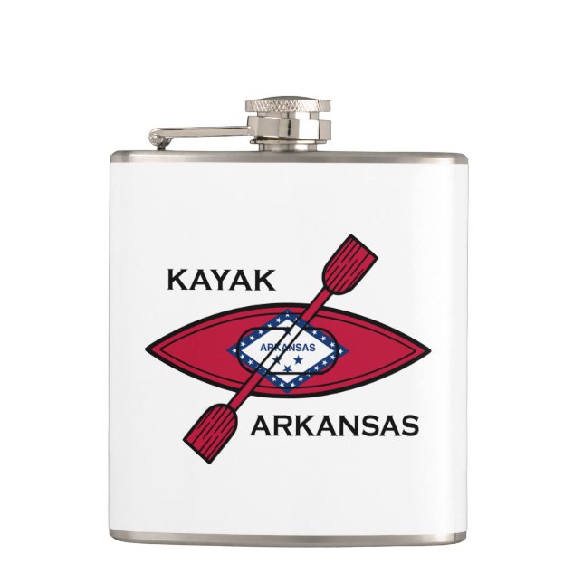 Kayak Arkansas Flag Hip Flask (Front)